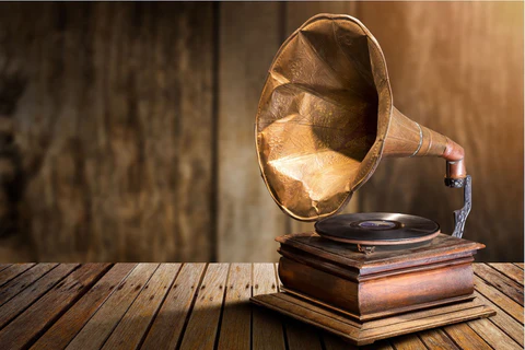 Prafulla Chandra Borooah in the recording studio for the first Assamese gramophone