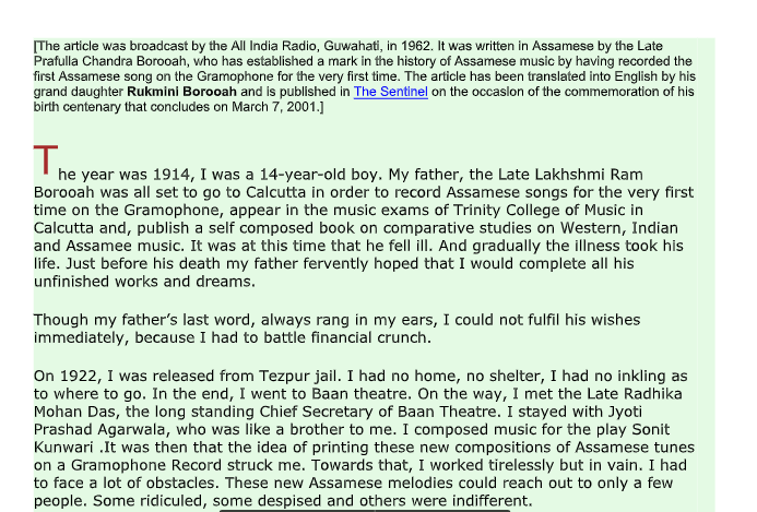 The Sentinel newspaper article on the gramophone centenary